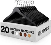 High-Grade Wooden Hangers (20 Pack) - Premium Smooth Finish, Durable Wooden Coat Hanger/Clothes Hangers, 360° Hook & Dress Notches - Wood Suit Hangers with Non Slip Trouser Bar (Black, 20 Pack)