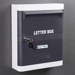 Plantex Durable Plastic Letter Box/Suggestion Box for Office/Post Box/Complaint Box/Letter Box for Home Gate with Key Lock/Mail Box - (Grey & White), Wall Mounted