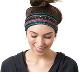 RiptGear Stretch Sport Headband for Women (Tribal Black) — Made of Non-Slip Sweat Wicking Fabric — Great for Yoga, Running or The Gym — Soft Headband Fits Most Head Sizes — (1-Pack)