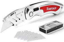 RBAYSALE Utility Knife Folding Heavy Duty Carpet Cutter with 5 SK5 Blades 420 Stainless Steel Retractable Box Cutter with Safety-Lock Design Craft Tradesman Knife 180g