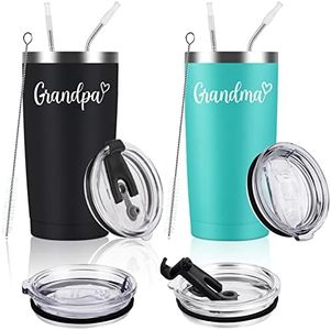 Lifecapido Gifts for Grandparents, 20oz Grandma and Grandpa Stinless Steel Travel Tumbler Set, Grandparents Christams Gift Mothers Day Fathers Day Ideas for Grandma Grandpa from Grandchildren GrandKid