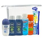 Men’s Travel Toiletries Set - Airport-Approved Toiletry Essentials for Men – Suitable for Air Travel in Hand Luggage – All 100ml or Under – Includes Clear Security Approved Wash Bag