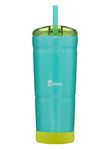 Bubba Envy S Vacuum-Insulated Stainless Steel Tumbler with Lid, Straw, and Removable Bumper, 24oz Reusable Iced Coffee or Water Cup, BPA-Free Travel Tumbler, Island Teal Iridescent