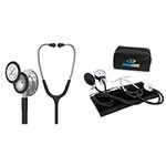 3M Littmann Classic III Monitoring Stethoscope, Black Tube, 27 inch, 5620 & Primacare DS-9197-BK Professional Classic Series Manual Adult size Blood Pressure Kit, Nylon Cuff, Black