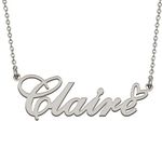 HUAN XUN Dainty Personalized My Name Necklace Silver Initial Pendant for Women Girls Claire