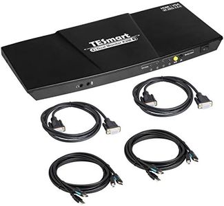 TESmart Dual Monitor 2x2 HDMI+VGA KVM Switch 4K@60Hz 4:4:4 Ultra HD 2 PC 2 Monitor with Extra USB 2.0 Port&L/R Audio Output includes 2 pcs of 1.5 m KVM Cables-Matte Black, HKV0402A1U-UKBK