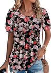 BETTE BOUTIK ladies tunic tops puff sleeve swing tops for women loose fit womens tops plus size Honey Peach Large