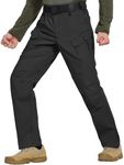 Hiwise Men's Stretch Tactical Pants Water Resistant Outdoor Cargo Pants Lightweight Ripstop EDC Hiking Work Pants (Black, 38WX30L)
