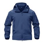 TACVASEN Men's Water Resistant Softshell Tactical Hoodie Jacket Fleece Outerwear Royal Blue,M