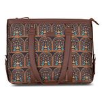 ZOUK Office Bag | Stylish Bags for Office Use | Laptop Bag 15.6 inch | Stylish Tote for Office Use | Purse for Women | Vegan Leather Handbag | Daily & Travel Use | Royal Indian Peacock Motif