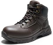 NORTIV 8 Steel Toe Boots for Men Safety Construction Work Boots,Waterproof,Size 10.5,DARK BROWN,SNIC247M