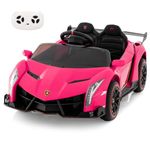 HONEY JOY Ride On Car, 12V Licensed Lamborghini Electric Vehicle for Kids, 3 Speeds, Openable Door, Horn, Music, Control Lever, Toddler Ride On Car Toy with Remote Control, Gift for Boys Girls