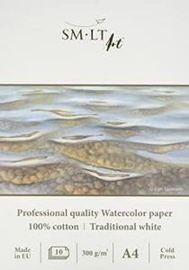 SMLT AS-10(300)/PRO Line A4 - Blocco per acquerelli professionale, 300 g/mq, 100% cotone bianco tradizionale, 10 fogli