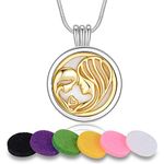 INFUSEU Mother Daughter Necklace Essential Oil Aromatherapy Diffuser Gold Jewelry for Women Teen Girls Mama, I Love You To The Moon and Back