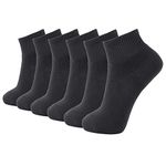 +MD 6 Pack Mens Bamboo Ankle Socks Extra Heavy Full Cushioned Work Socks Moisture Wicking Sports Quarter Socks