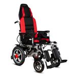Everactiv EcoRider Electric Wheelchair with additional Headrest | Color- Red | 180 degree Reclining | Elevating and Detachable Footrest | Made In India