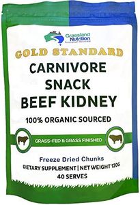 Grassland Nutrition Organic Kidney Freeze Dried Chunks (High in Selenium, B12, DAO) — Supports Kidney, Urinary, Thyroid, Histamine Health (120g)