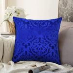 STARNSTYLE Velvet Decorative Cushion Cover 12x12 Inch - Set of 1, Soft Solid Damask Square Throw Pillow Covers for Sofa, Living Room or Home Decor - 30x30 cm Blue