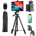 Tripod, Lusweimi 60-Inch Camera Tripod for iPad & iPhone, Compatible with Tablet Smartphone/Webcam/Video Camera, iPad Pro Tripod Stand with Remote & Bag for Vlog/Selfie/Photo/Video/Photography