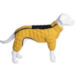 Dog Coat Dog Warm Jacket, 4 Legs Covered Waterproof Windproof Reflective Warm Dog Vest, Zippered Adjustable Outdoor Dog Snow Jacket for Small Medium Large Dogs Yellow S