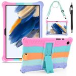 KATUMO Silicone Case Compatible with Samsung Galaxy Tab A8 10.5 inch 2021 2022 Tablet (SM-X205N/X200N/X207) Soft Rubber Case with Stylus Pen Shoulder Strap Galaxy Tab A8 Case for Kids