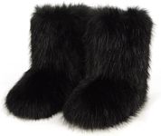 QMFUR Women's Furry Faux Fur Boots 