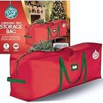 HOLIDAY SPIRIT Christmas Tree Storage Bag, Heavy-Duty 600D Oxford Material with Durable Reinforced Handles & Zipper, Waterproof Dust Protection (Red, Fits a 9FT Tree)