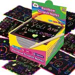 ZMLM Rainbow Scratch Mini Art Notes - 125 Magic Scratch Note Pads Cards Sheets for Kids Black Scratch Crafts Arts DIY Party Favor Supplies Kit Birthday Game Toy Gifts Box for Girls Boys Halloween