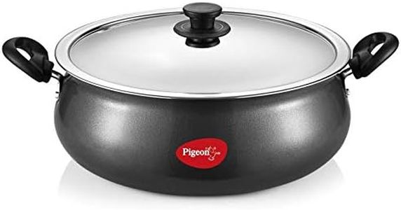 Pigeon by Stovekraft Non-Stick Aluminium Gravy Pot with Lid , 9 Litres (Red)