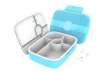 Bento Lunch Box for Kids and Adults, 5-Compartment, Leakproof, Microwave, Dishwasher & Freezer Safe, with Cutlery, No BPA (Blue)