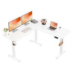 ERGOMAKER L Shaped Electric Standing Desk Adjustable Height, L Shape Corner Standing Office Stand Up Desks with Splice Board, White 50"×50" Computer Home Office Standing Desk