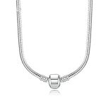 European 3mm Snake Chain Charm Bead Pendant Necklace Jewelry Fits Pandora & More, 18in, Stainless Steel, No Gemstone