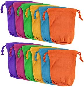 Super Z Outlet 7" x 4.5" Neon Colored Canvas Pouch Bags Sacks with Drawstring Closure for Birthday Party Favors, Snacks, Decoration, Jewelry, Gifts, Event Supplies (12 Bags)