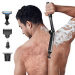 Fesatccoz Back Shavers for Men, 4-in-1 Body Hair Trimmer Men, Cordless Electric Mens Body Shaver with Adjustable Extension Handle Ipx6 Waterproof
