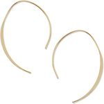 Humble Chic Upside Down Hoop Earrings - Hypoallergenic Lightweight Wire Needle Drop Dangle Threader Hoops for Women, Safe for Sensitive Ears, 18K Yellow - 2.25", Gold-Electroplated