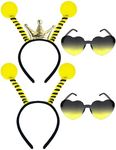 Dolkoic Bee Bopper Antenna Headband Bee Tentacle Hair Bands and Sunglasses for Halloween Bee Birthday Themed Party Costume Cosplay Party Favors