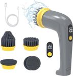 Electric Spin Scrubber, Electric Cleaning Brush with 4 Replaceable Brush Heads IPX7 Waterproof Handheld Power Spin Scrubber for Kitchen, Wall, Oven