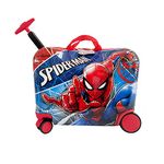 Fast Forward Kids Hardside Ride on Luggage for Kids 18" Suitcase Cute Lightweight Travel Trolly, Multicolor, 18.9 x 9.5 x 14.5 inches, Spiderman