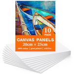 Koncci 10 Packs Canvas for Painting 20X25cm (8''x10''), Painting Canvas 100% Cotton Acid-Free Blank Canvas Panels for Acrylic Paint, Oil Paint & Wet Water Art Media, Hobby Painters, Beginners, Kids