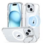 ESR for iPhone 15 Case, Compatible with MagSafe, Military-Grade Protective Case, Built-In Stash Stand Phone Case, Scratch-Resistant Back Cover, Classic Series, Clear