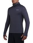 TCA Men's Warm Up Long Sleeve Training Workout Funnel Neck Thermal Running Top with Thumbholes - Graphite, S