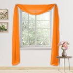 Elegant Comfort Luxury 55" Width x 216" Length 1 Panel Solid Curtain Sheer Voile Scarf for Ceremony Backdrop, Wedding Arch, Kids Bedroom, Decorative Swag, 1 Piece, Orange