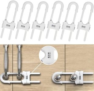 6 Pack Child Proof U-Shaped Code Sliding Cabinet Door Locks Adjustable Baby Safety Cupboard Cabinet Latches Set for Knob Handle Drawers Closet White