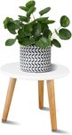 Kundi Elegant Vintage Wooden Folding Table - Round Shape, Ideal for Living Room, Kids Play Area, End Table, Plant Stand, or Stool (White)