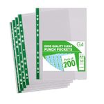 200 A4 Plastic Value Punched Punch Pockets 10-15 Sheets 30 Micron for Folders Filing Wallets Sleeves