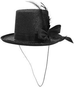 Nicky Bigs Novelties Mini Black Glitter Mesh Top Hat Fascinator with Faux Feather Gatsby Costume Accessory