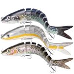 GOTOUR Fishing Lures, Full-Size Multi Jointed Swimbait, Slow Sinking Segmented Bass Fishing Lure, Swimming Fishing Lure Freshwater or Saltwater, Perch Pike Walleye striped Bass Lures, Fishing Bait Kit