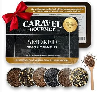 Smoked Sea Salt Sampler Set, Alderwood, Cherrywood, Bacon and Garlic Smoked Salts, Gourmet Cooking Gift, 0.5 oz x Bundle of 6 Flavored Salts - Caravel Gourmet Salt