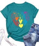 tiorhooe Pride Shirts for Women LGBT Pride Flag Heart T Shirt Gay Pride Month Short Sleeve Top