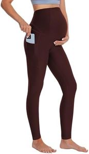 BUBBLELIME 22"/26" Maternity Yoga Leggings Soft Over The Belly Pregnancy Pant with Pockets - Maternity Pants_MAHOGANYMAROON Medium-26 Inseam